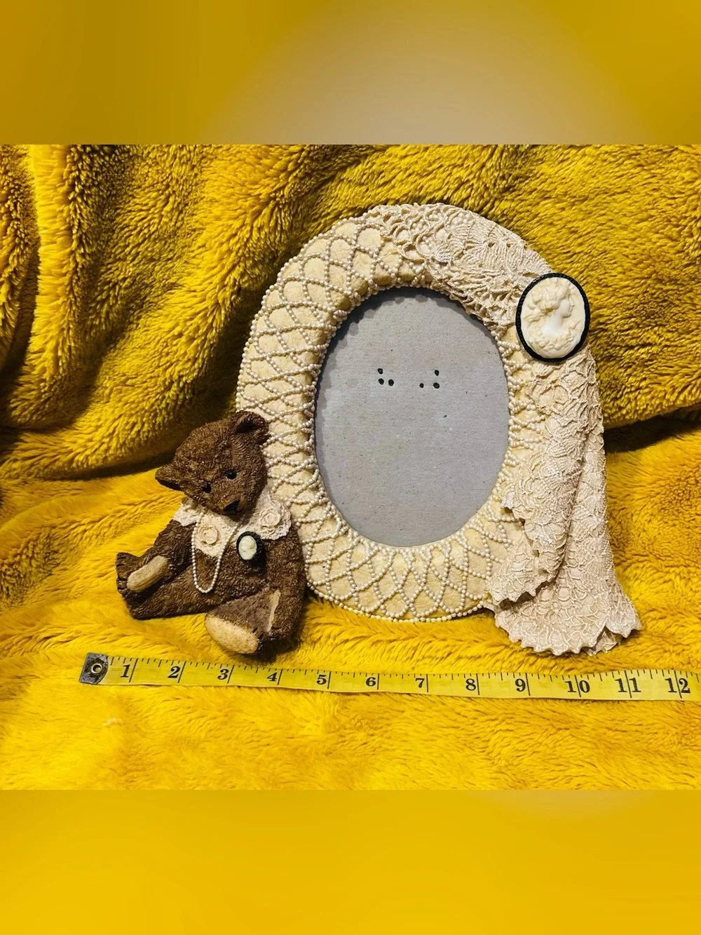 Fancy Frames Cameo Lace Ribbon Teddy Bear Lace Picture Frame Set Of 2 Victorian